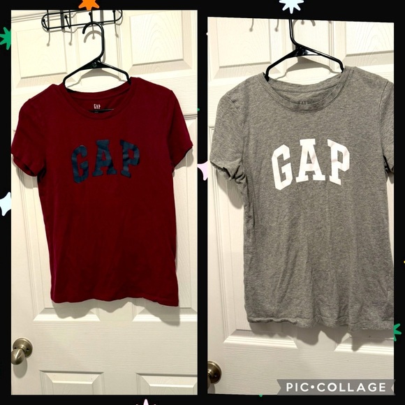 Gap 2 TShirt Bundle Women’s Size Medium. Grey & Ruby Wine. Style # 254770. - Picture 1 of 11